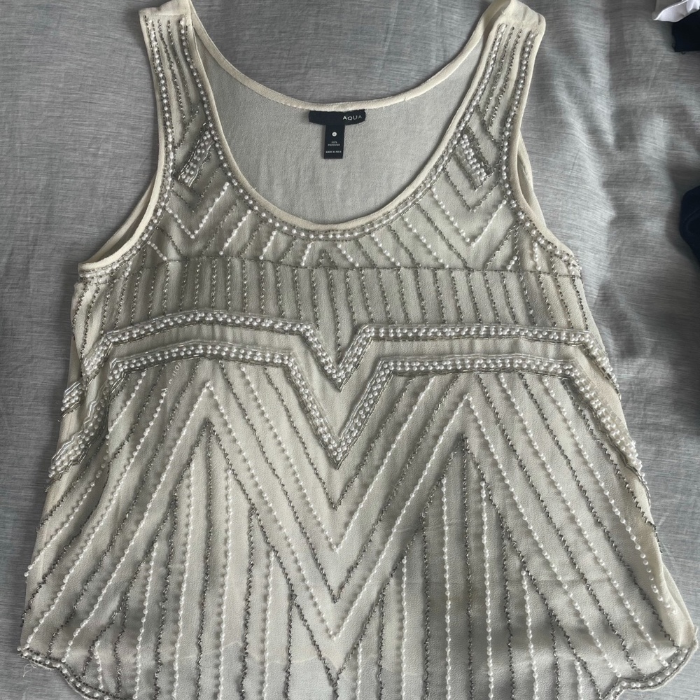 Aqua sequin tank size L